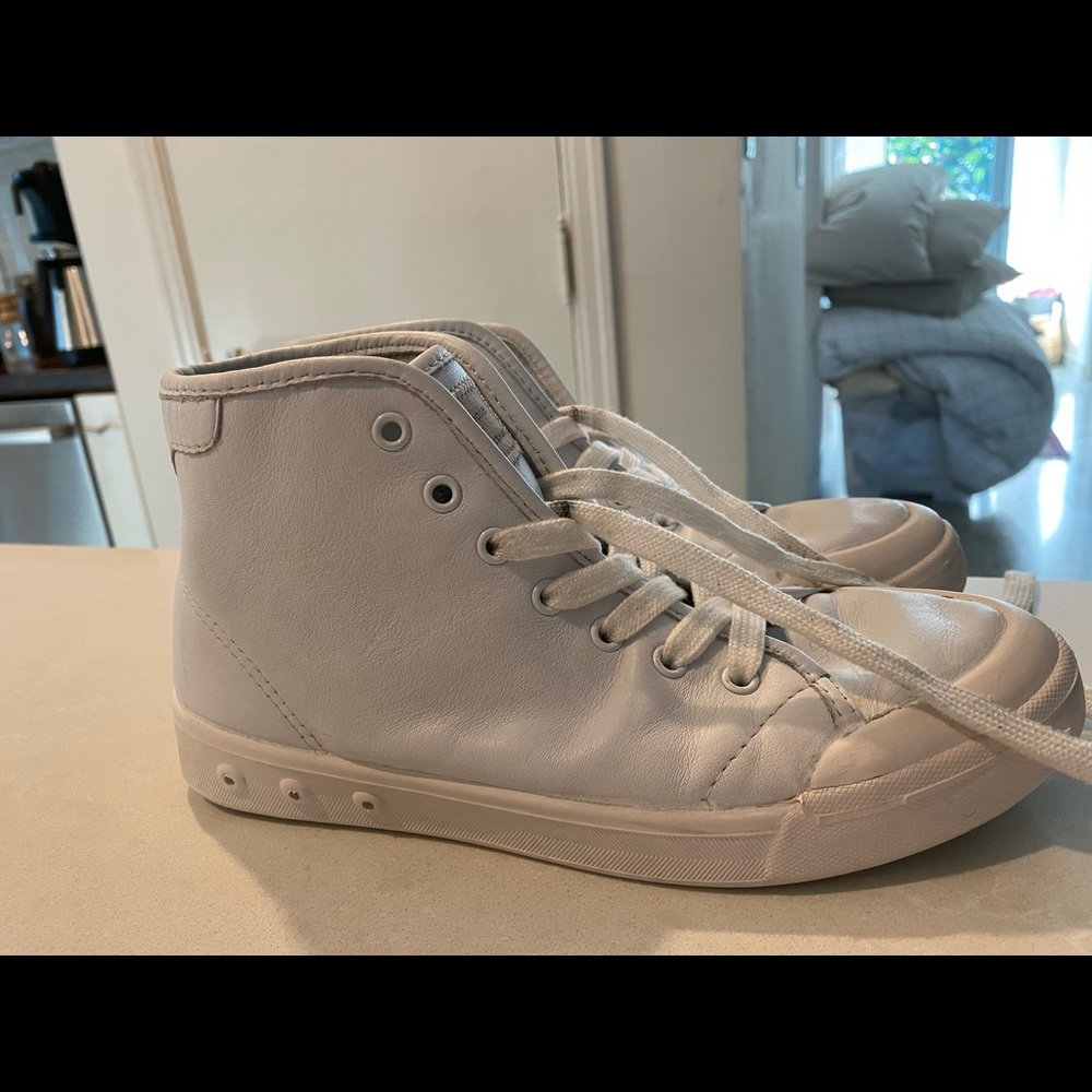 Rag and Bone white leather high tops size 7 genuine leather. some wear